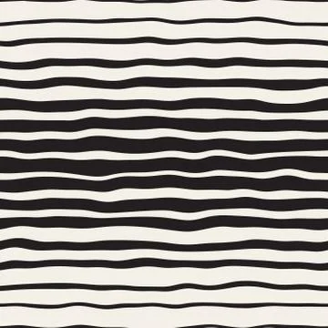 Wavy Ripple Hand Drawn Gradient Lines. Vector Seamless Black and White Pattern Illustrazione stock