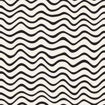 Wavy Ripple Hand Drawn Lines. Abstract Geometric Background Design. Vector 스톡 일러스트