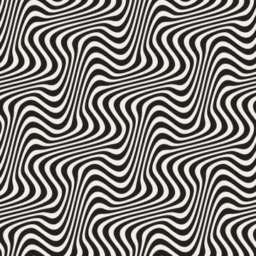 Wavy Ripple Lines. Vector Seamless Black and White Pattern Stock Illustration