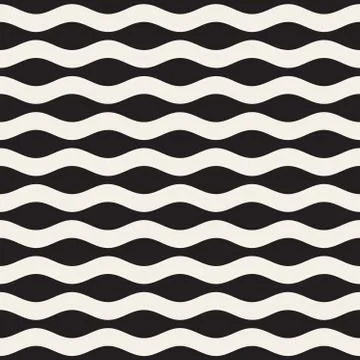 Wavy Ripple Lines. Vector Seamless Black and White Pattern Stock Illustration