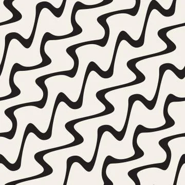Wavy Ripple Lines. Vector Seamless Black and White Pattern Stock Illustration