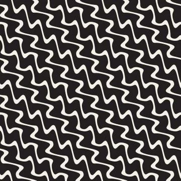 Wavy Ripple Lines. Vector Seamless Black and White Pattern 스톡 일러스트