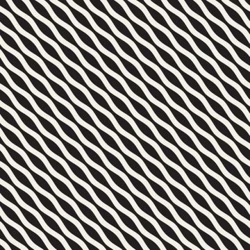 Wavy Ripple Lines. Vector Seamless Black and White Pattern Stock Illustration