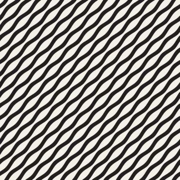 Wavy Ripple Lines. Vector Seamless Black and White Pattern Stock Illustration