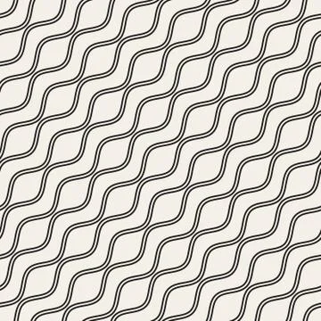 Wavy Ripple Lines. Vector Seamless Black and White Pattern Stock Illustration