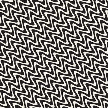 Wavy Ripple Lines. Vector Seamless Black and White Pattern Stock Illustration