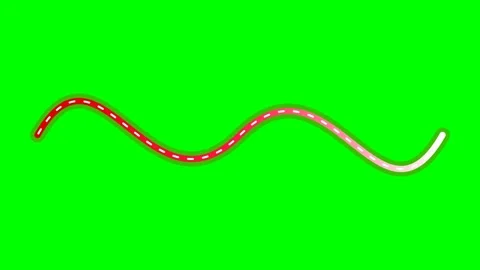 A wavy road path graphic with a red highlighted segment on green background Stock Footage 340268003
