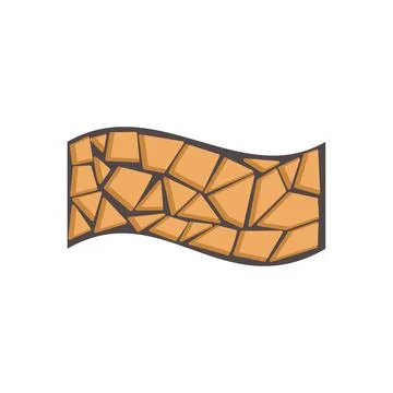 Wavy road paved with irregular orange tiles paving stones Stock Illustration
