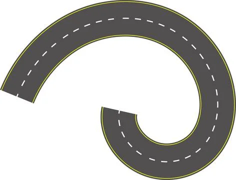 Wavy road top view, winding curves asphalt road vector. Illustrazione stock