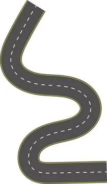 Wavy road top view, winding curves asphalt road vector. Stock Illustration