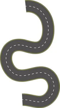 Wavy road top view, winding curves asphalt road vector. Illustrazione stock