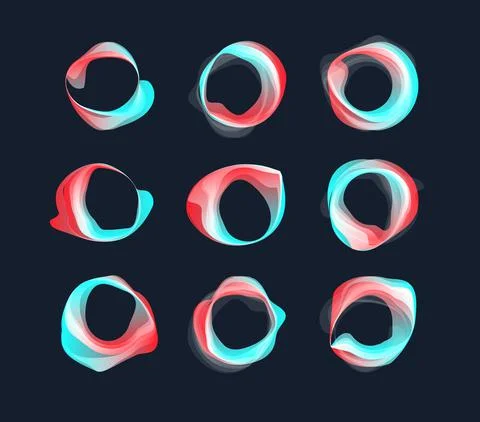 Wavy round abstract liquid vector logo concept set. Headline poster frame Stock Illustration