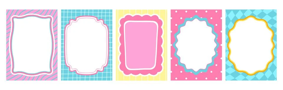 Wavy scallop frames set isolated on white Stock Illustration
