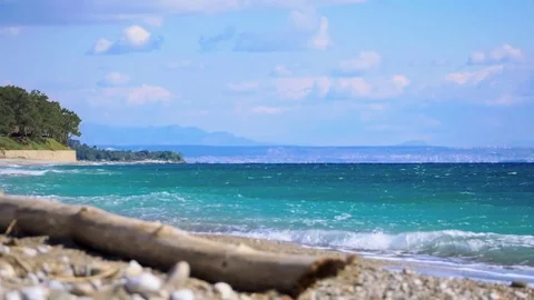 Wavy sea in Kemer, Turkey Stock Footage