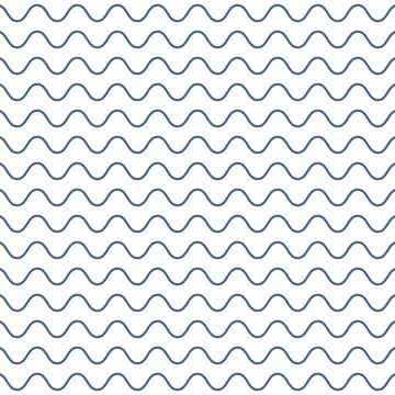Wavy sea ocean seamless pattern in modern style. Horizontal curly waves, minimal Illustrazione stock