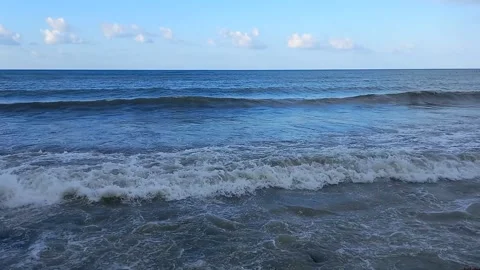 Wavy sea in summer, large waves on the coast Stock Footage 201135836