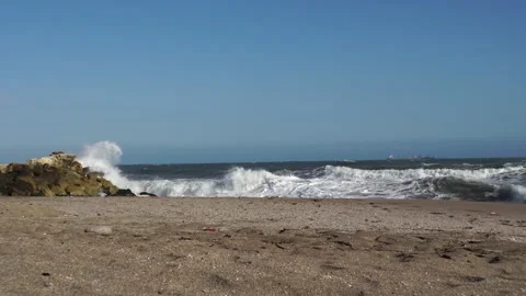 WAVY SEA IN A WINDLY WEATHER Stock Footage 238494879