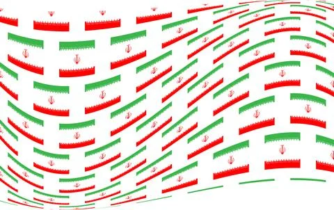 Wavy Seamless Iranian Flag Pattern Vector With Emblem in Curved Style Stock Illustration