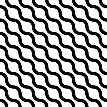 Wavy seamless striped diagonal pattern. Vector simple endless background Stock Illustration