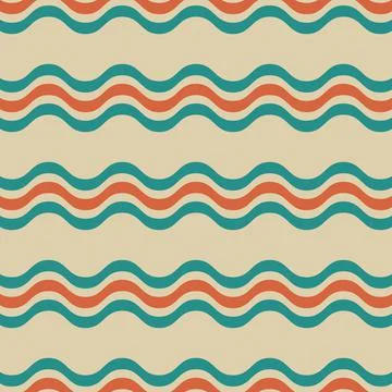 Wavy seamless striped pattern - vintage design. Simple endless retro background Illustrazione stock