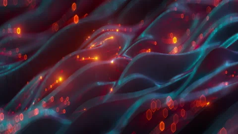 Wavy shape with glowing streams seamless loop 3D render animation Stock Footage 151674628