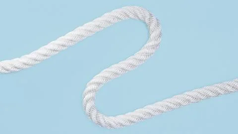 Wavy solid white rope blue background Stock Photos