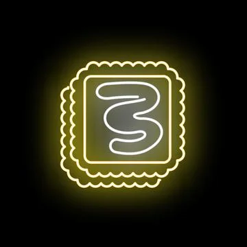 Wavy square frame number three neon glowing Stock Illustration