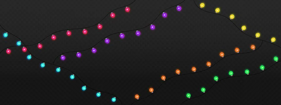 Wavy strands of tiny colored bulbs playful rhythm of light across Stock Illustration
