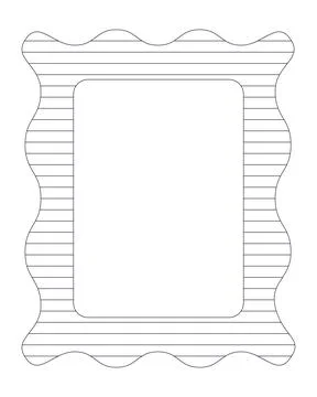 Wavy striped rectangular black and white retro frame Stock Illustration