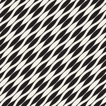 Wavy stripes vector seamless pattern. Retro wavy texture. Geometric lines m.. Stock Illustration