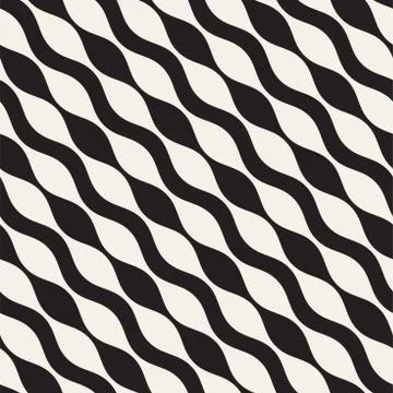 Wavy stripes vector seamless pattern. Retro wavy texture. Geometric lines m.. Stock Illustration