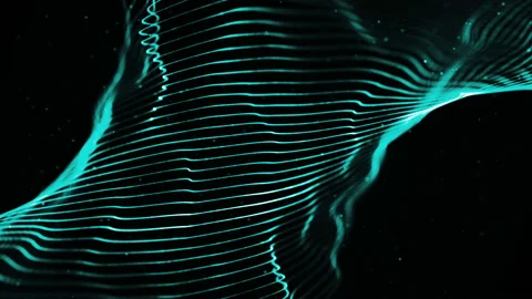 Wavy structure with particles rotating in a cyber space. Видео 94859998