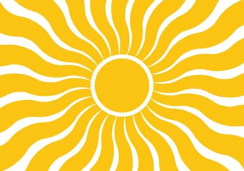 Wavy Sun Rays Illustration  Abstract Yellow Solar Energy Design 库存插图