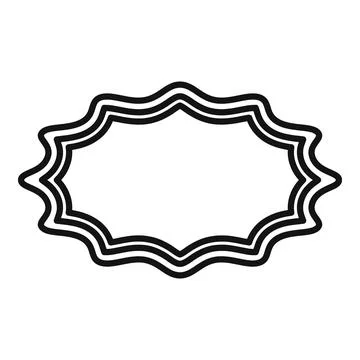 Wavy sunburst shape creating empty oval frame with black outline Stock Illustration