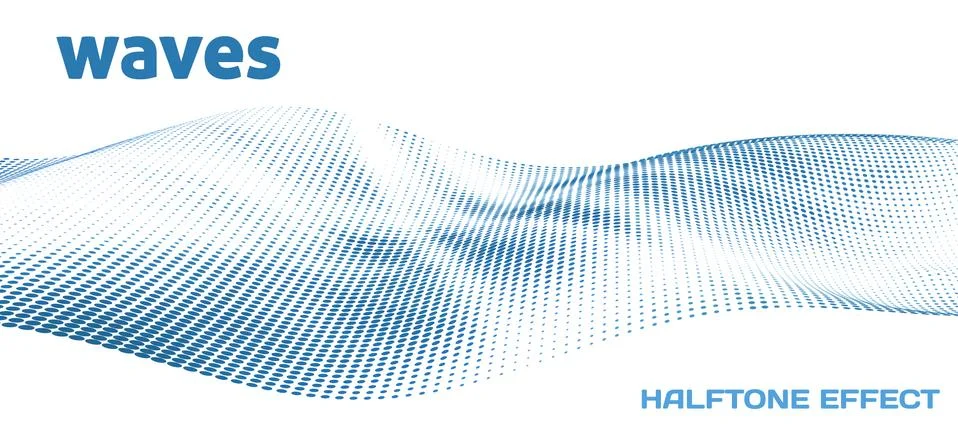 Wavy surface. Dotted waves with halftone effect. Vector graphics Stock Illustration