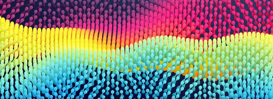 Wavy surface with dynamic effect. Molecular abstract background. Layer of cel Stock Illustration