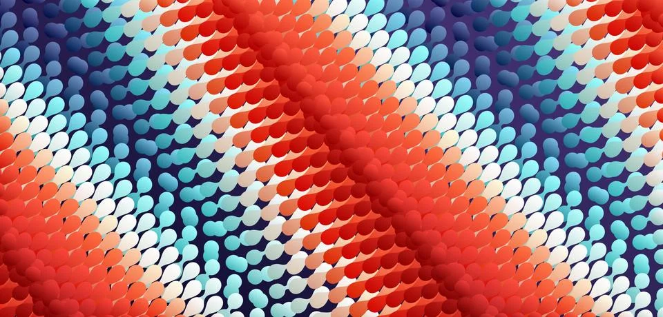 Wavy surface with dynamic effect. Molecular abstract background. Layer of cel Stock Illustration