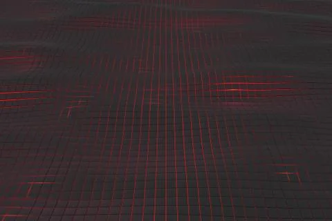 Wavy surface made of cubes with glowing background Stock Illustration