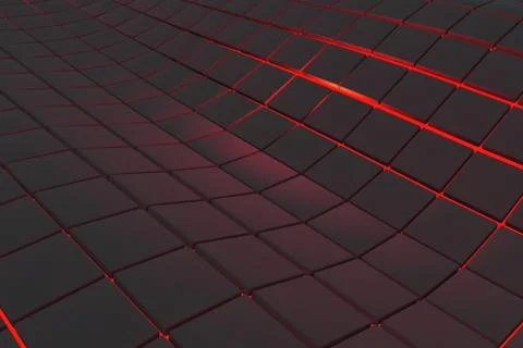 Wavy surface made of cubes with glowing background Stock Illustration