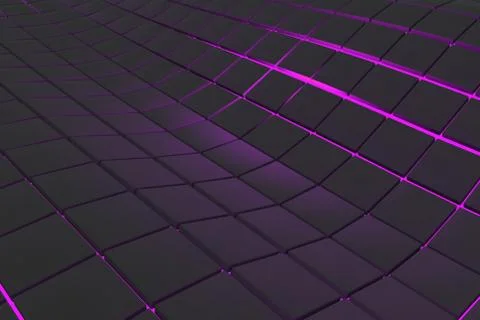 Wavy surface made of cubes with glowing background Stock Illustration