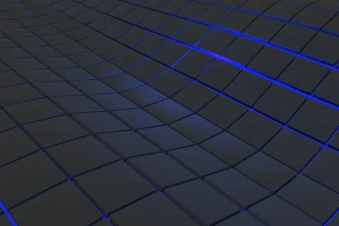 Wavy surface made of cubes with glowing background Stock Illustration
