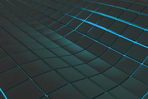 Wavy surface made of cubes with glowing background Stock Illustration
