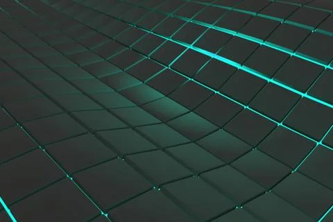 Wavy surface made of cubes with glowing background Stock Illustration