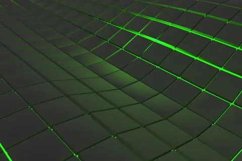 Wavy surface made of cubes with glowing background Illustrazione stock
