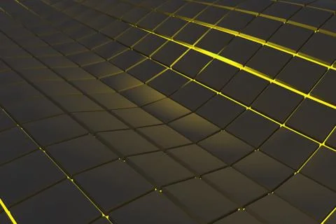Wavy surface made of cubes with glowing background Stock Illustration