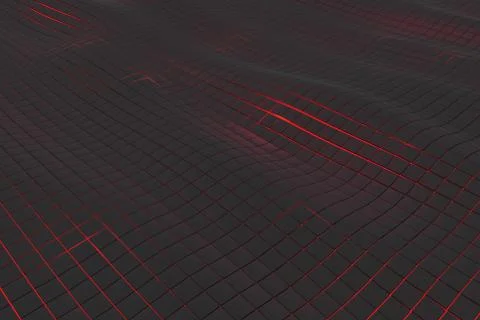 Wavy surface made of cubes with glowing background Stock Illustration