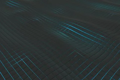 Wavy surface made of cubes with glowing background Stock Illustration