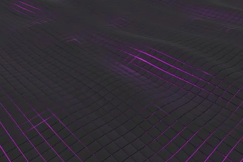 Wavy surface made of cubes with glowing background Illustrazione stock