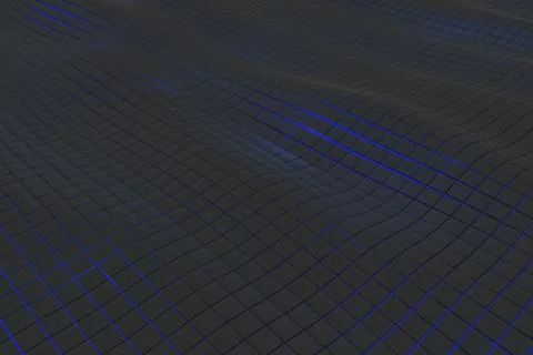 Wavy surface made of cubes with glowing background Stock Illustration