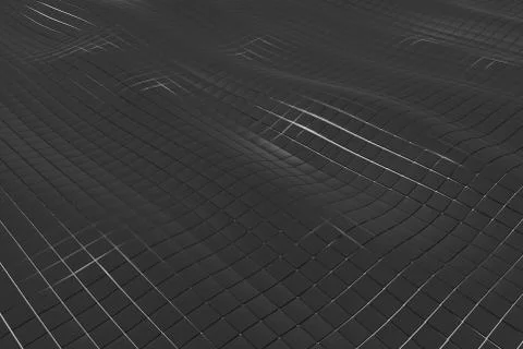 Wavy surface made of cubes with glowing background Stock Illustration